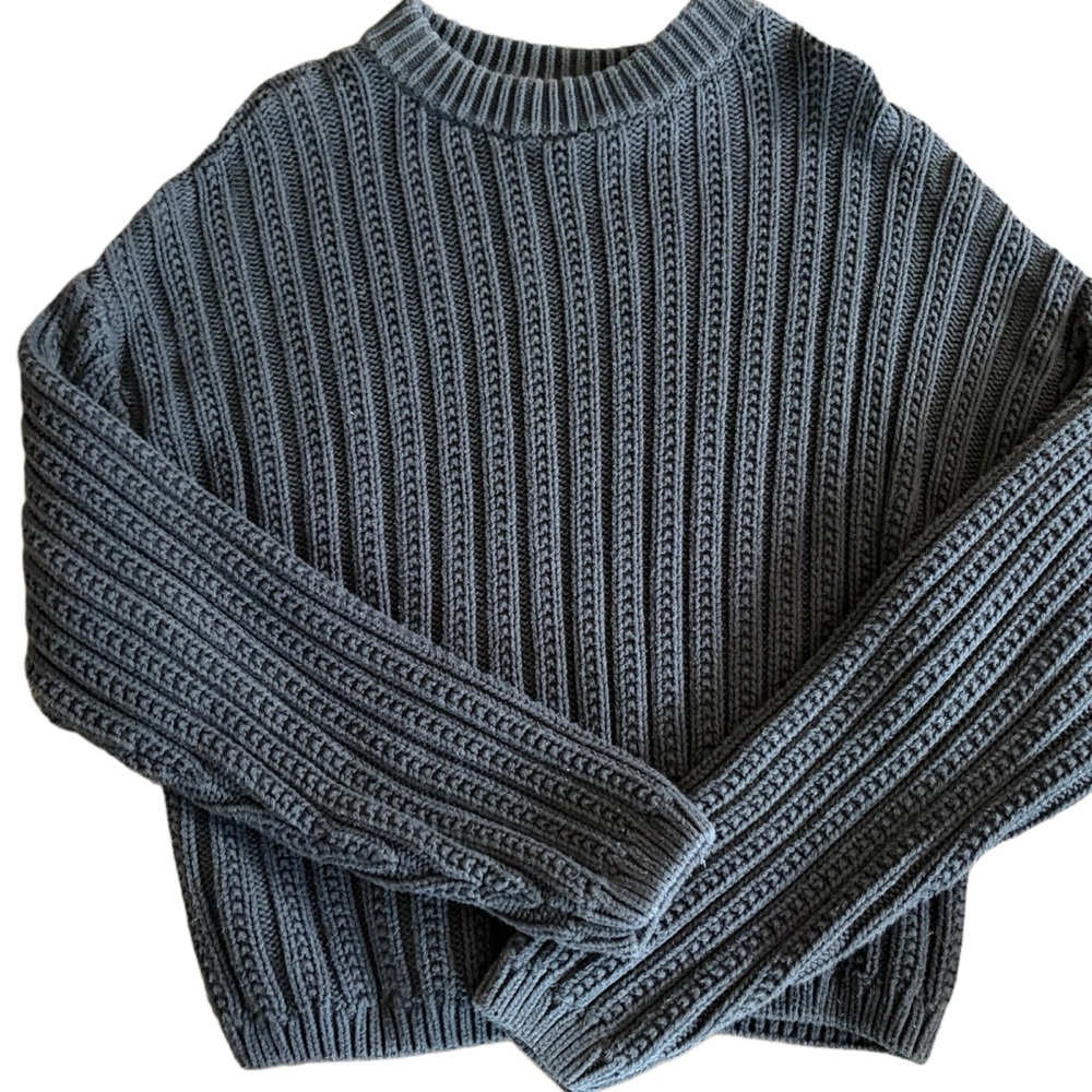 Universal Thread Women's Ribbed Crew Neck Sweater - Gray-Black